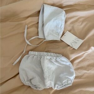 NWT ZARA Baby bonnet + bloomer set